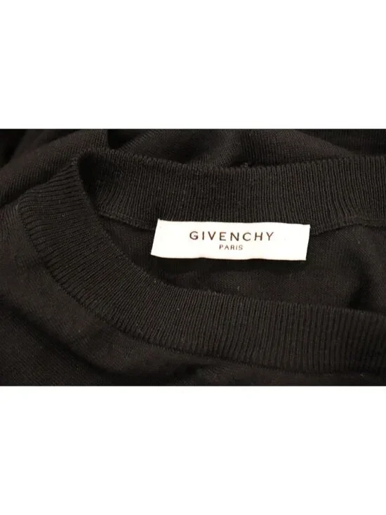 Givenchy Black Wool Sweater With Red & Beige Striped Details And Adjustable Wais - Picture 5 of 6